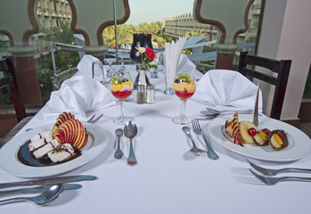 Two desserts in an a la carte restaurant