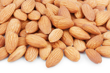 Almond nuts on white