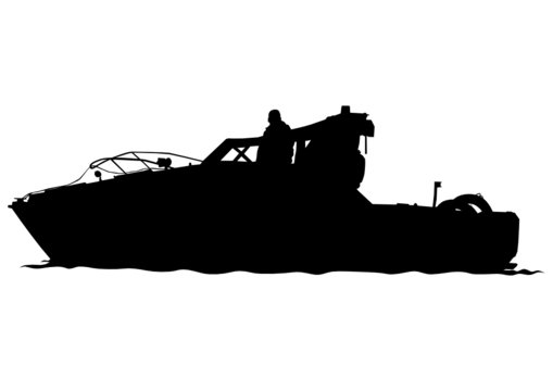 black silhouette boat on water clip art preview