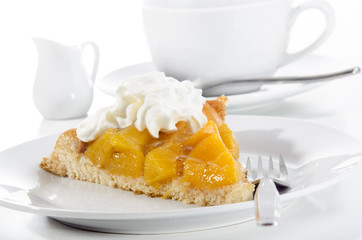 summer cake with diced peach