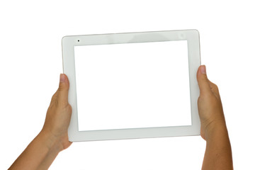 hands  holding  modern tablet PC