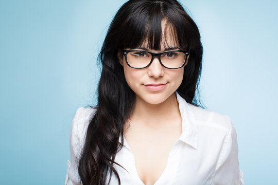 sexy young woman secretary wearing glasses