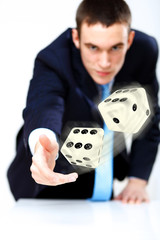 Flying dices as symbol of risk