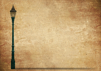 Lamp Street Road Light Pole on old grunge paper