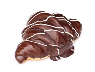 Chilled chocolate croissant, isolated on white background