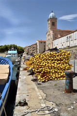 Port and church of Port-Vendres in France