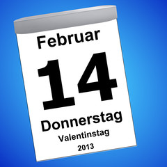 Kalenderr auf blau - 14.02.2013 - Valentinstag