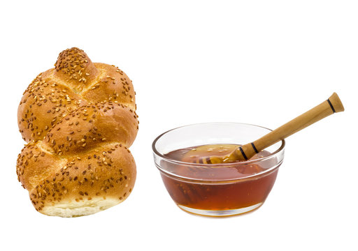 Attributes of Jewish New Year - rosh hashanah isolated on white