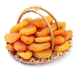Dried apricots in a basket