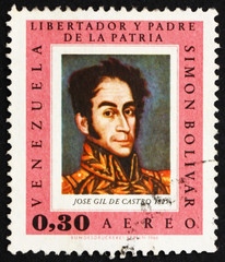 Postage stamp Venezuela 1966 Simon Bolivar, Portrait - obrazy, fototapety, plakaty