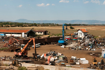 Iron scrap metal compacted to recycle