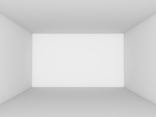 Empty white room perspective view.
