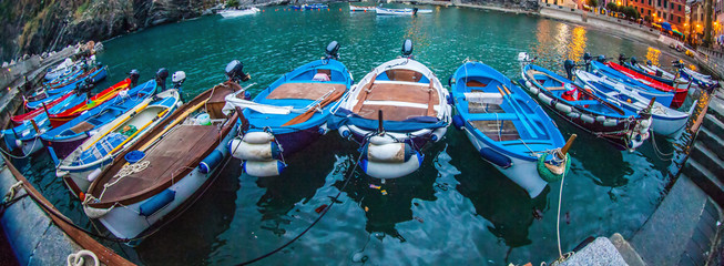Fototapeta na wymiar Boats at Vernazza, Cinque Terre, Italy