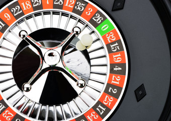 Roulette wheel in casino closeup