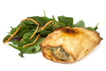 Chicken Filo with Spinach Salad over White