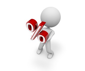 Red/White Percent Sign 3D Sale