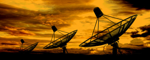 satellite dish antennas on sky