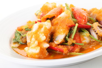 seafood cuttlefish with egg and chili, chinese food