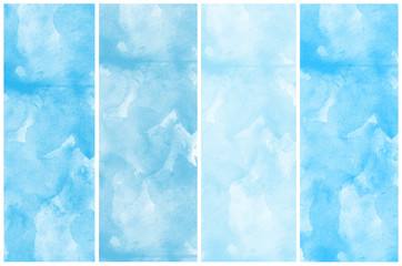 set of blue abstract watercolor