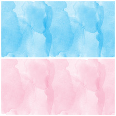 set of blue and pink abstract watercolor