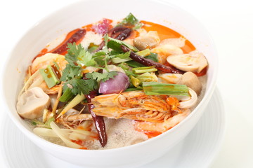 Tom Yum soup, a Thai spicy prawn soup