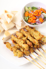 fire pork grill and chili sauce, thai food