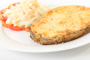 Fish fire and salad
