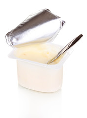 Yogurt isolated on white