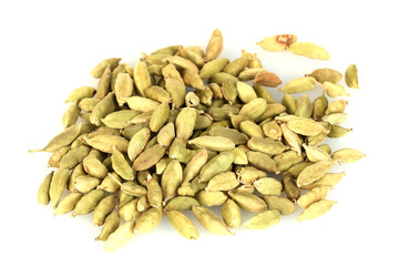 green cardamom isolated on white close-up