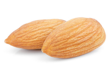 Almond nuts on white