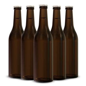 Group of Beer Bottles isolated on white background
