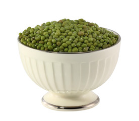 Green bean or mung bean on white bowl. Agriculture product, food