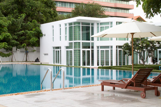 Swimming pool and chair