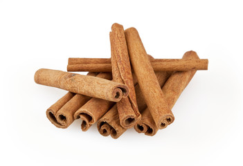Cinnamon sticks isolated on white background with clipping path