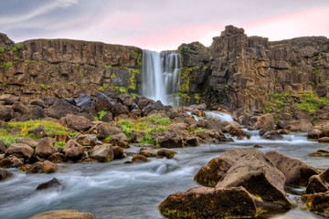 Oxararfoss waterfall in HDR, Iceland