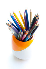 Fototapeta premium color crayons on the white background