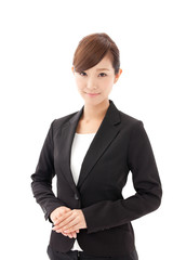 asian businesswoman on white background