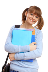 Happy student with books