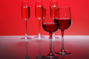 Glasses with wine
