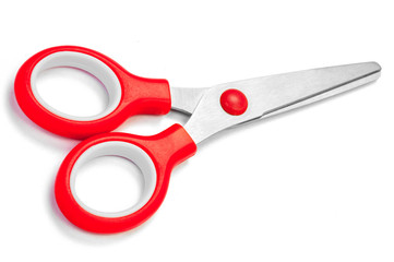 Scissors with red handles