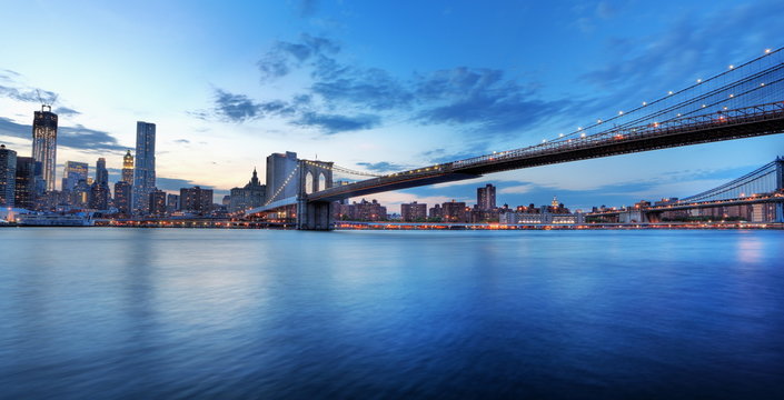 Manhattan et Brooklyn bridge, New York.