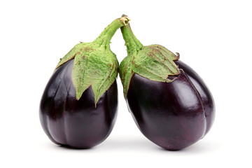 Two aubergine isolated on white background