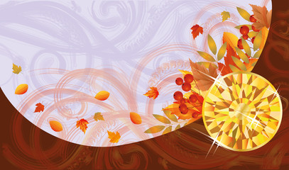 Autumn banner with topaz, vector illustration