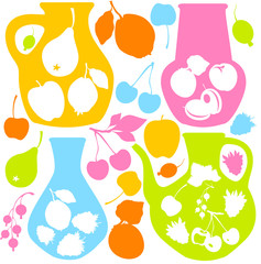 decorative fruit and berries  icons - vector silhouettes