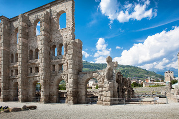 Ancient Theater in Aosta - Italy - obrazy, fototapety, plakaty