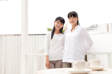 Beautiful young women outside the house Portrait of asian.