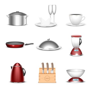 kitchen vector icon set