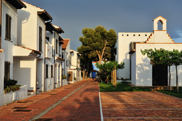 The court yard of the spanish houses in Alcossebre, Spain.