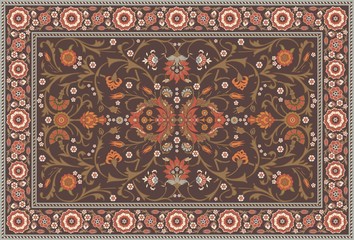All-over Floral Rug Layout set in a soft earth color scheme - 44183786