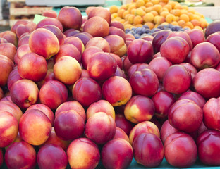 Organic fruits on sunny market